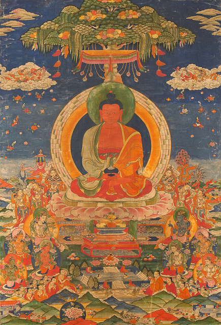 Amitabha Buddha, Central Tibet, 19th century; pigment on cloth; 38 1/2 x 25 1/2 in.; The Rubin Museum of Art, New York, F1997.6.3.