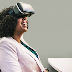 woman wearing a VR headset