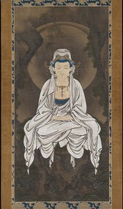 10b. White-robed Kannon, Bodhisattva of Compassion, Kano Motonobu (1476–1559), Japan, ca. first half of the 16th century; hanging scroll, ink, color and gold on silk; 61 7/8 x 30 1/16 in.; Museum of Fine Arts, Boston, Fenollosa-Weld Collection, 11.4267, photo: Wikimedia Commons.