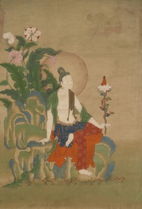 4. Avalokiteshvara, One of the Eight Great Bodhisattvas, Eastern Tibet, 18th century; pigment on cloth with silk mount; 39 3/8 x 20 3/4 x 1/2 in.; The Rubin Museum of Art, New York, C2008.9.
