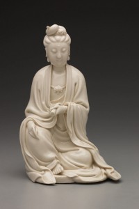 8c. White-robed Guanyin, China, Fujian, Dehua, Qing dynasty, 17th century; porcelain with ivory-white glaze; 9 1/2 x 5 7/8 in.; Yale University Art Gallery, Gift of Dr. Yale Kneeland, Jr., B.A. 1922, 1956.42.12.
