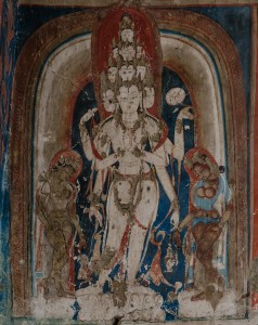 13c. Eleven–headed Avalokiteshvara, Western Tibet, Dungkar, mid–10th–12th century; wall painting, photo: Filippo Zonta, 2013.