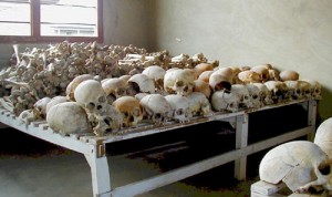 The remains of victims of the Rwandan Genocide