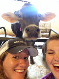 Mary and Julianne with a COW!