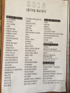 List of vendors (slightly blurry!).