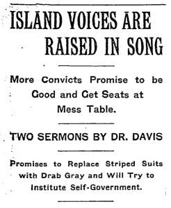 July 13, 1914 NYT headline about Davis' handling of an uprising at the Blackwell's Island Prison