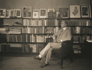 Mitchell Kennerley in his library