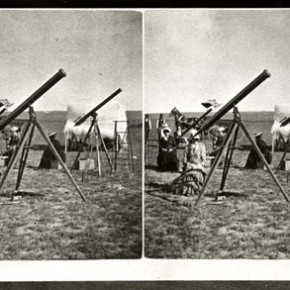 Maria Mitchell with students viewing eclipse in Denver, CO (1878)