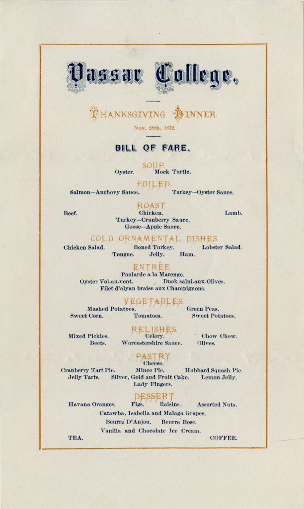 Thanksgiving Menu, 1872