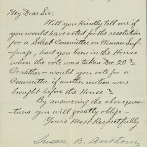 Anthony, Susan B. -- to "Dear Sir," Jan 18, 1884