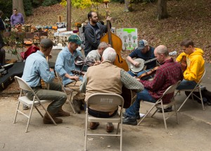 Musicians play together in a jam circle at the festival. Photo by Lonnie Webster for the High Country Press