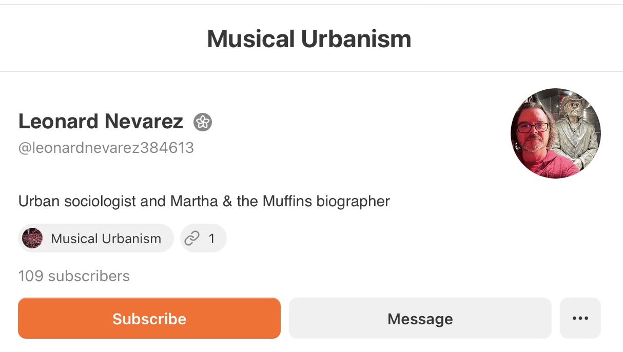 A screenshot of the Musical Urbanism Substack page