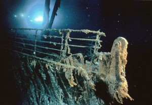This is a picture of the sunken Titanic taken by Dr. Robert Ballard on July 5, 1985.