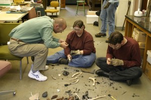 Anthropologists at George Washington University study  the art of flint knapping.