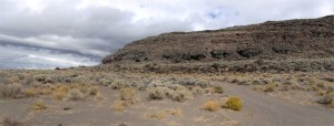 Panorama of the Paisley 5 mile point caves in south-central Oregon where the coprolites were found.