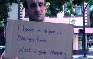Just one of many young college graduates who are homeless