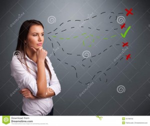 http://www.dreamstime.com/stock-photos-young-woman-choosing-right-wrong-signs-beautiful-image34796163