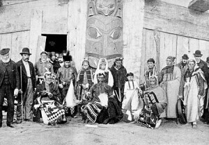 Group of Kwakwaka'wakw people (Vancouver Island) at the 1893 Columbian Exposition. 