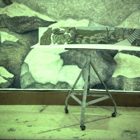 Subway Wall Model (in front of full size drawing)