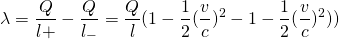 \[\lambda=\frac{Q}{l+}-\frac{Q}{l_-}=\frac{Q}{l}(1-\frac{1}{2}(\frac{v}{c})^2-1-\frac{1}{2}(\frac{v}{c})^2))\]